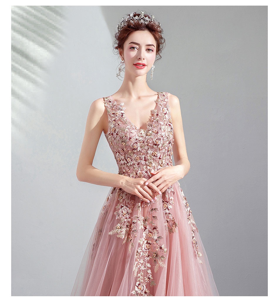 DL083 **พรีออเดอร์** ชุดออกงานสีชมพูทอง ชุดราตรี เดรสยาวออกงาน (Night party dresses) ชุดไปงานแต่งงานสวยๆ "ธีมสี Pink Gold"