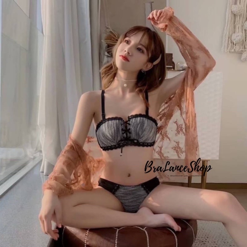 BLS✿88555 Setบรา+กกน. ชุดชั้นในแฟชั่น งานสไตล์เกาะอกล๊อคกิ้งบรา