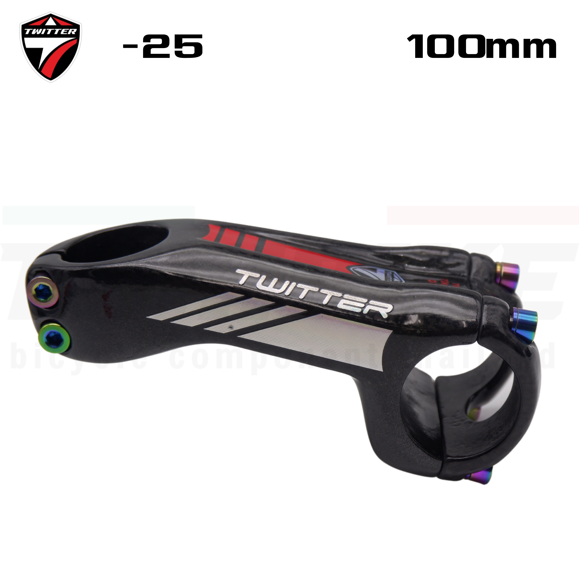 สเต็มจักรยานแบบฟูลคาร์บอน T.WITTER +-25X100มม. น็อตไทเทเนี่ยม