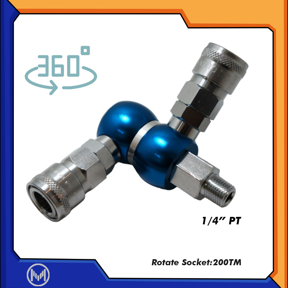 ข้อต่อลม ข้อต่อสวมเร็ว 2ทาง แบบหมุนได้ รุ่น 200TM (เกลียวนอก 1/4")