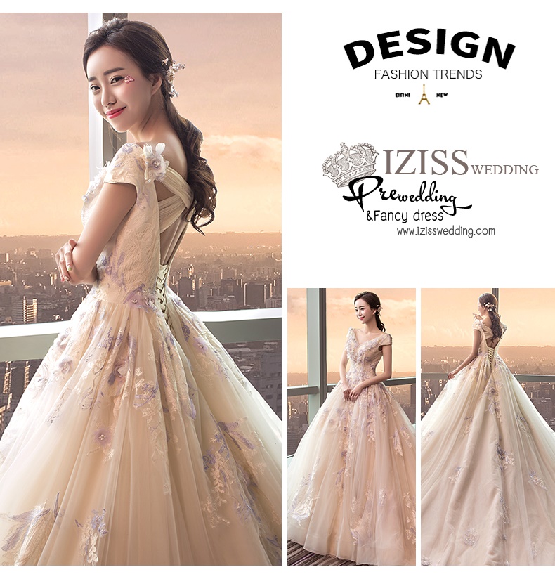 BR339 **พรีออเดอร์**ชุดแต่งงาน&ชุดเจ้าสาวแบบยาวอลังการ สีขาวเกรดพรีเมี่ยม หรูหราน่ารัก สวยโดดเด่นไม่ซ้ำใคร