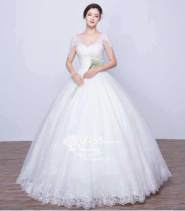 BR121 **พรีออเดอร์**ชุดแต่งงาน&ชุดเจ้าสาวแบบยาวสีขาวเกรดพรีเมี่ยม เปิดไหล่ มีแขน หรูหราน่ารัก สวยโดดเด่นไม่ซ้ำใคร