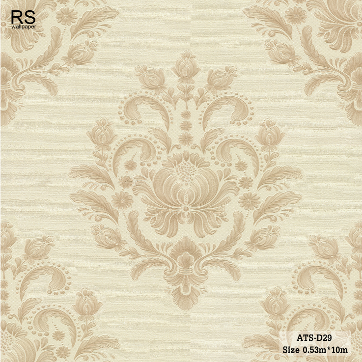 วอลเปเปอร์ ลายหลุยส์คลาสสิค โทนสีน้ำตาลอ่อนครีม ATS-D29