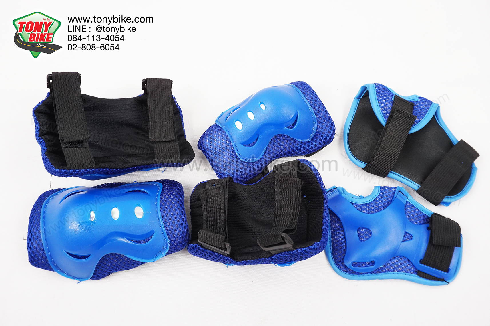 สนับเข่าเด็ก 6 ชิ้น สนับเข่า สนับศอก สนับมือ สีน้ำเงิน