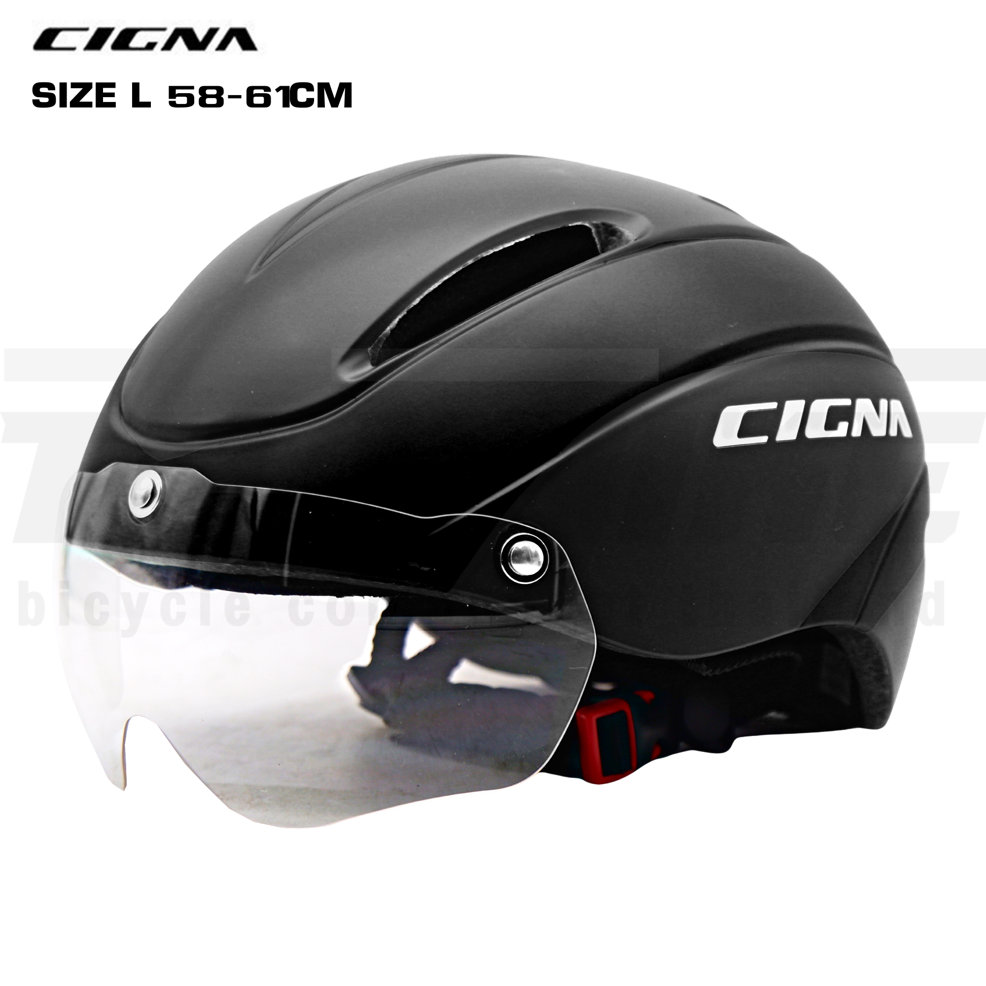 หมวกกันน็อคจักรยานแบบมีแว่นยี่ห้อ CIGNA SIZE Lหมวกมีแว่น 54-61CM(แว่นใส)