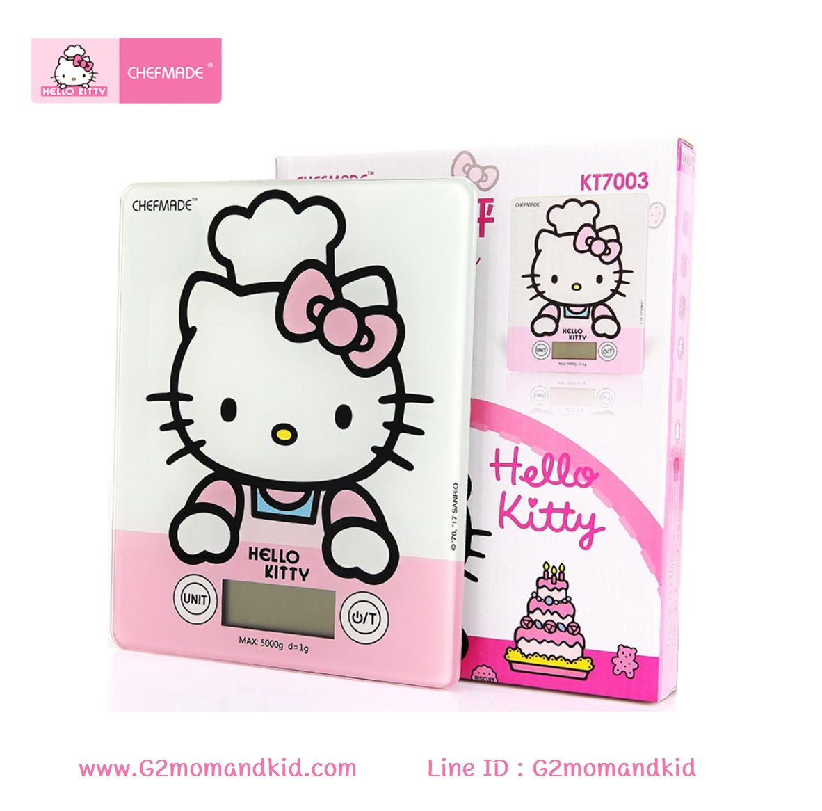 ++พร้อมส่ง++ เครื่องชั่ง ตาชั่งดิจิตอล สำหรับชั่งวัตถุดิบ อาหาร ขนม ผลไม้ ลายคิตตี้ ชั่งได้ตั้งแต่ 1 กรัม สูงสุด 3 กก. แบรนด์ CHEF MADE สินค้าลิขสิทธิ์แท้
