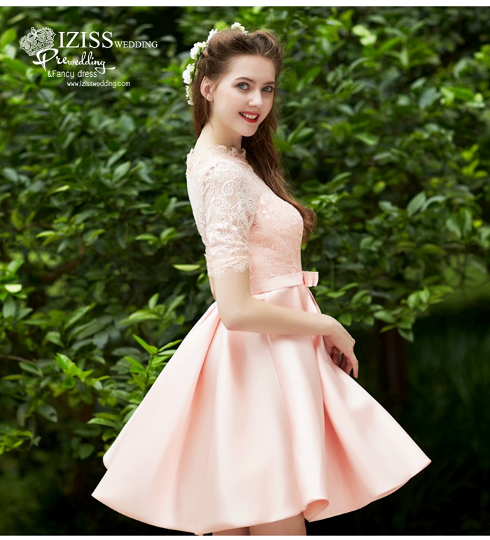 ฺBM0123 - พรีออเดอร์ ชุดเพื่อนเจ้าสาวราตรีสั้นสีส้มโอโรส น่ารักมากๆค่ะ