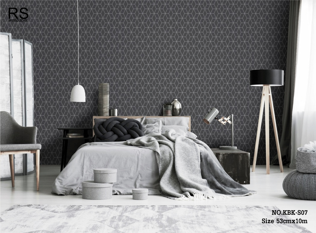 วอลเปเปอร์ โมเดิร์น มินิมอล พื้นสีกรม เส้นสีเงิน KBK-S07