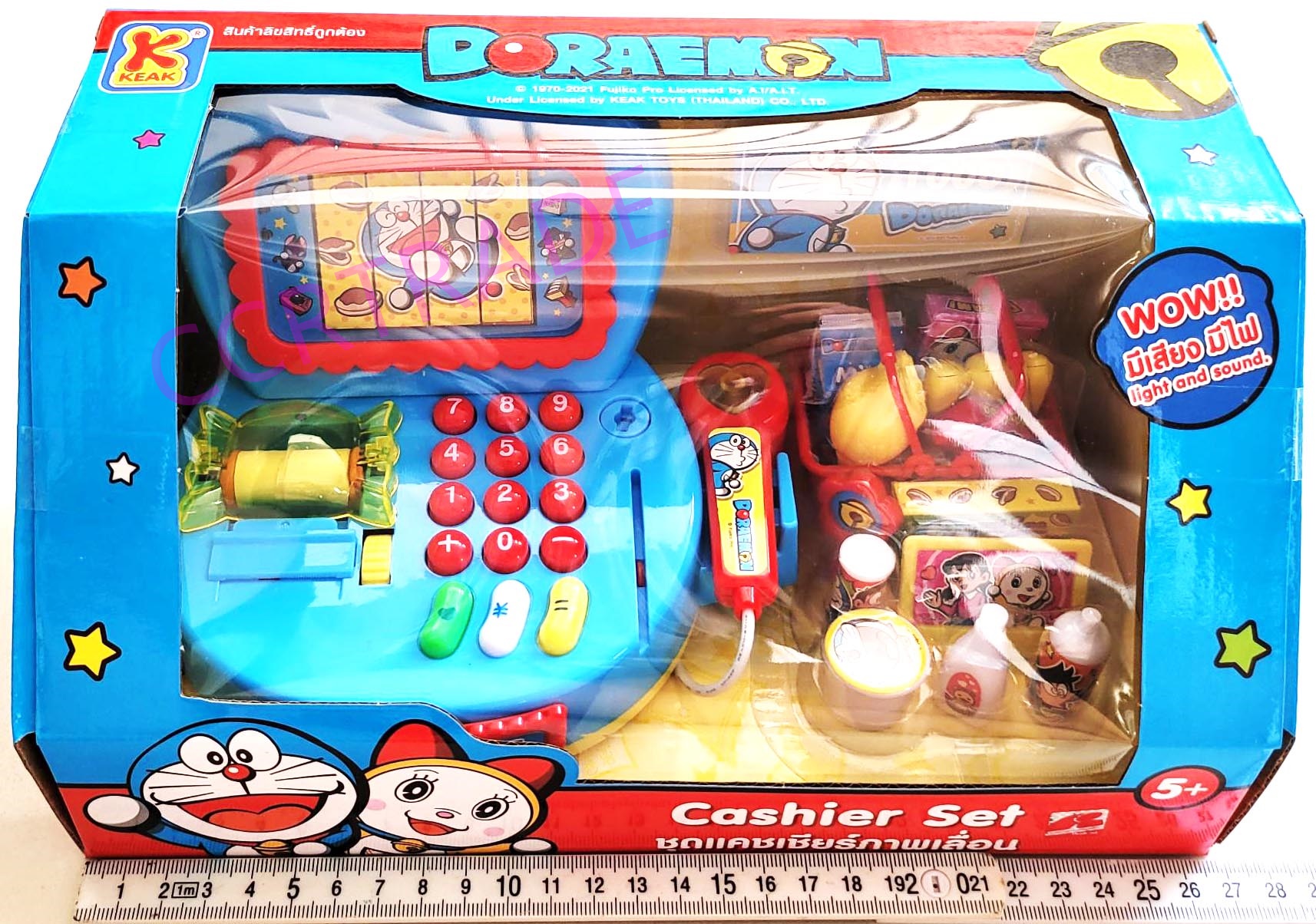ชุดแคชเชียร์โดราเอม่อน มีเสียง มีไฟกล่อง 15x27 ซม.(ลิขสิทธิ์แท้)(1x3)