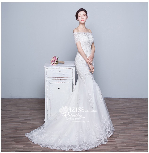 BR191 **พร้อมส่งไซส์ S+XL**ชุดแต่งงาน&ชุดเจ้าสาวแบบยาวสีขาวเกรดพรีเมี่ยม เปิดไหล่ มีแขน หรูหราน่ารัก สวยโดดเด่นไม่ซ้ำใคร