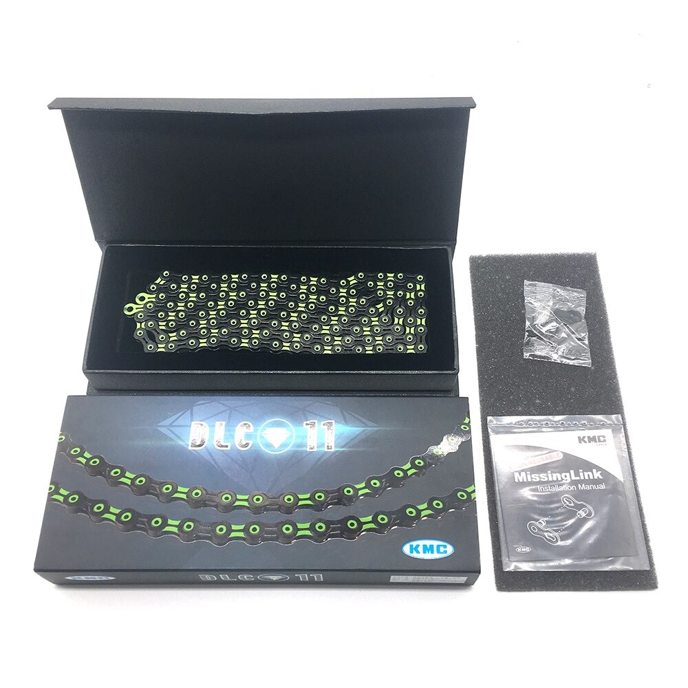 ของแท้ โซ่เพชร Kmc x11sl dlc, complete hollow super light chain, diamond chain color, 11 speed