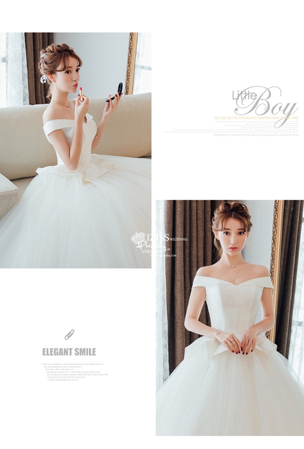 BR343 **พรีออเดอร์**ชุดแต่งงาน&ชุดเจ้าสาวแบบยาวอลังการ สีขาวเกรดพรีเมี่ยม หรูหราน่ารัก สวยโดดเด่นไม่ซ้ำใคร