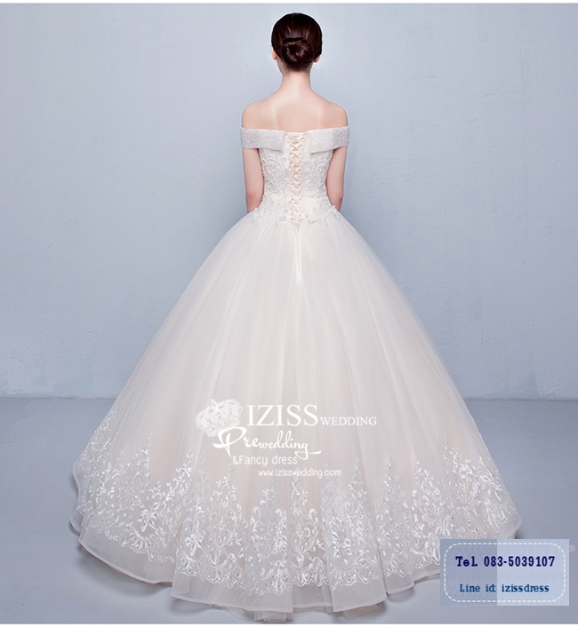 BR221 **พรีออเดอร์ชุดสีขาว/ครีม**ชุดแต่งงาน&ชุดเจ้าสาวแบบยาวสีขาวเกรดพรีเมี่ยม หรูหราน่ารัก สวยโดดเด่นไม่ซ้ำใคร สวยงามดุจเจ้าหญิง