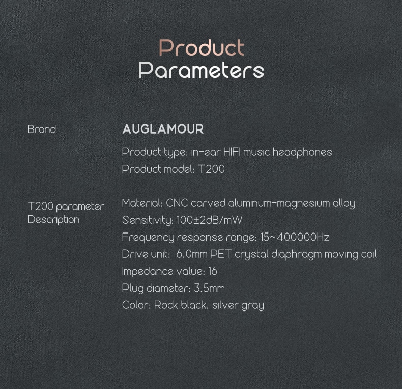 ขาย Auglamour T200 หูฟัง Dynamic พร้อมไมค์ สายทองแดงหุ้มฉนวน TPE