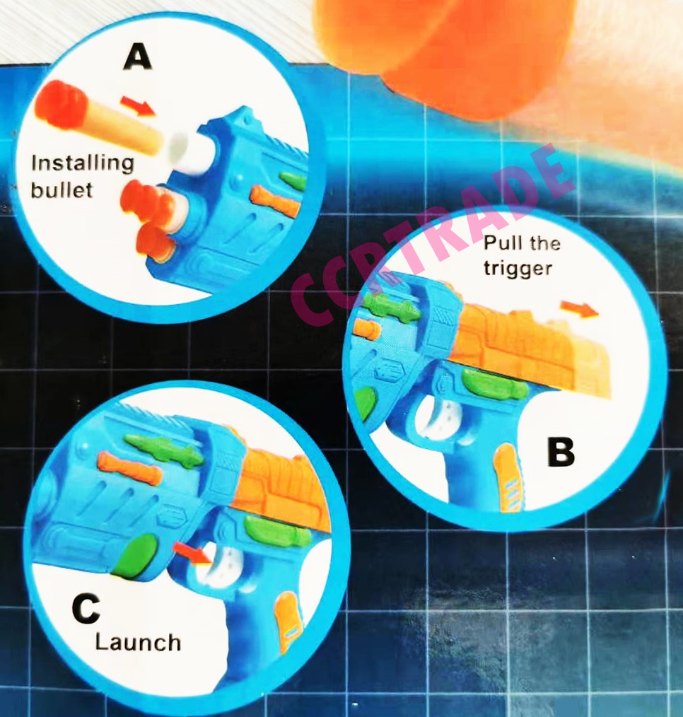 ปืนเนิร์ฟกระสุนโฟม 14 ชิ้น+แว่นนิรภัยกล่องใหญ่ 27.5x40 ซม.(1x3)