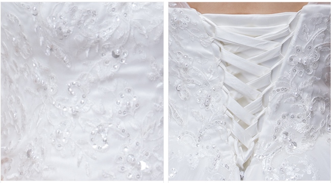 BR152 **พรีออเดอร์**ชุดแต่งงาน&ชุดเจ้าสาวแบบยาวสีขาวเกรดพรีเมี่ยม เปิดไหล่ มีแขน หรูหราน่ารัก สวยโดดเด่นไม่ซ้ำใคร