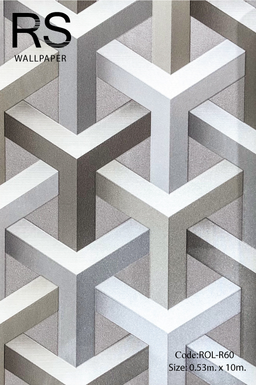 วอลเปเปอร์ลายโครงสร้างกราฟฟิคโทนสีน้ำตาลและสีเทา ROL-R60