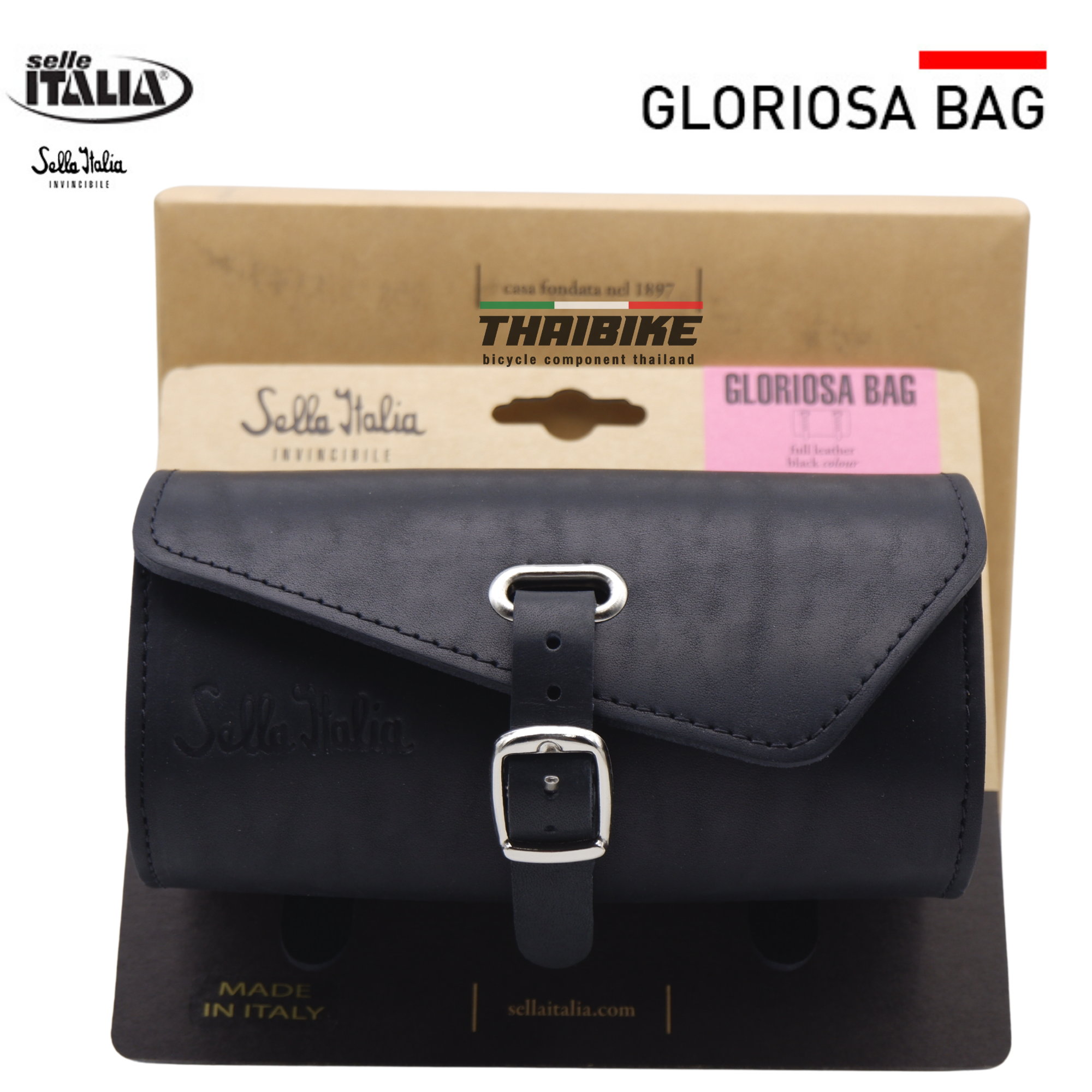 กระเป๋าติดใต้อานจักรยาน SELLE ITALIA GLORIOSA BAG, ทำจากหนังแท้