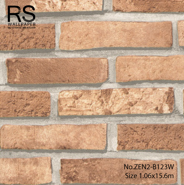 วอลเปเปอร์ ลายอิฐสีน้ำตาลส้ม No.ZEN2-B123W