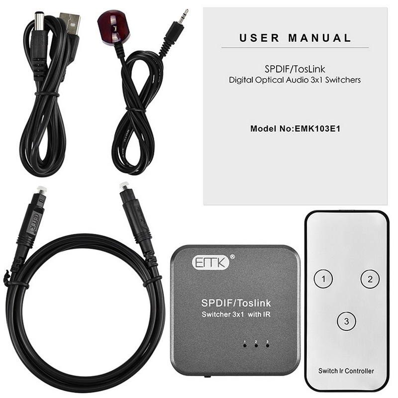 ERTK SPDIF Optical Splitter เข้า3 ออก1 สำหรับเครื่องเสียง ประกันศูนย์ไทย