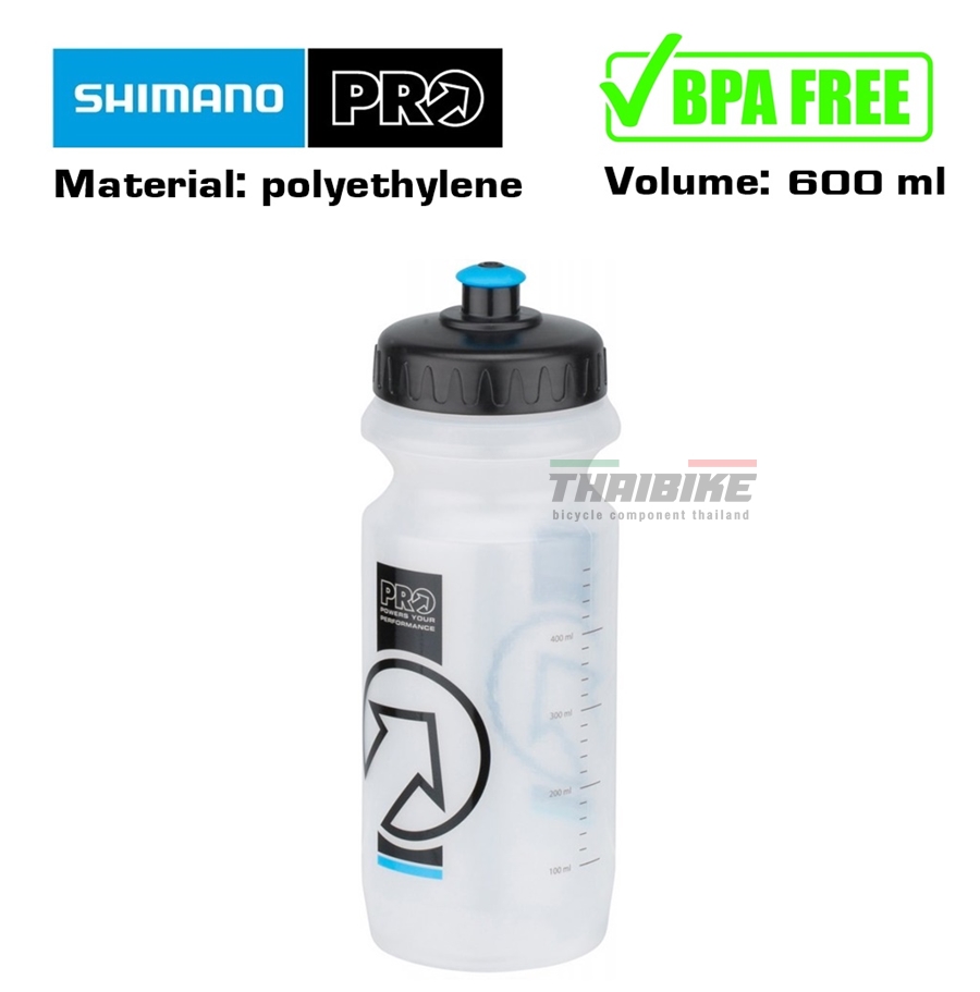 ขวดน้ำจักรยาน กระติกน้ำ SHIMANO PRO 600/800ML สีดำ/สีใส