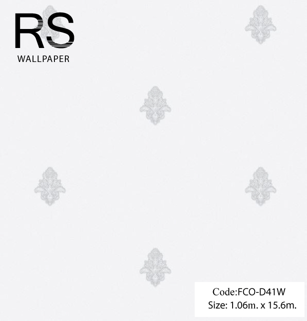 วอลปเปเปอร์ลายหลุยส์ดอกเล็กสีขาวมุกพื้นสีขาว FCO-D41W
