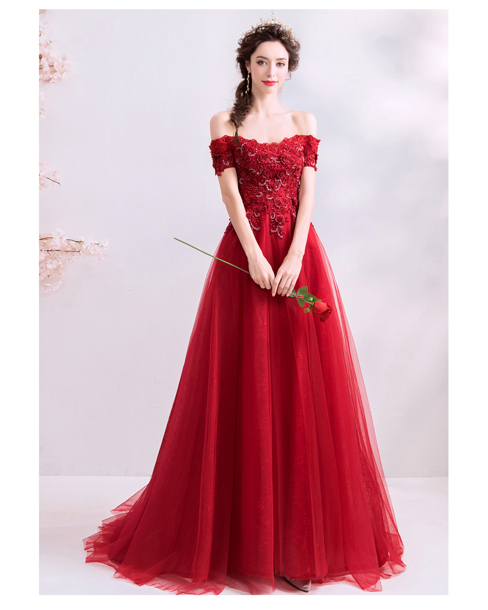 DL106 **พรีออเดอร์** ชุดออกงานสีแดง ชุดราตรี เดรสยาวออกงาน (Night party dresses) ชุดไปงานแต่งงานสวยๆ "ธีมสีแดง"