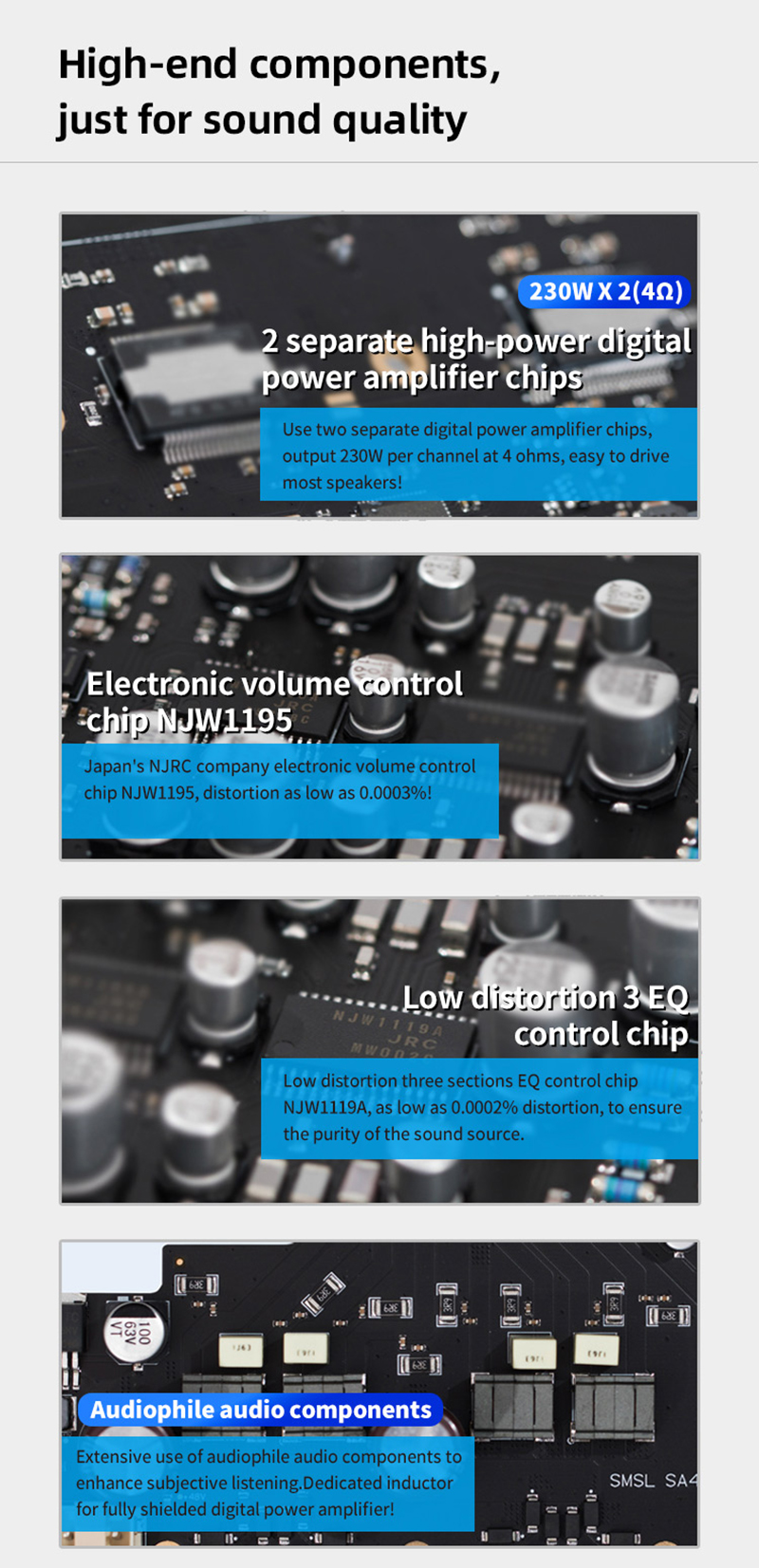ขาย SMSL SA400 แอมป์ตั้งโต๊ะระดับ High-end รองรับ Bluetooth5.0 ประกันศูนย์ไทย