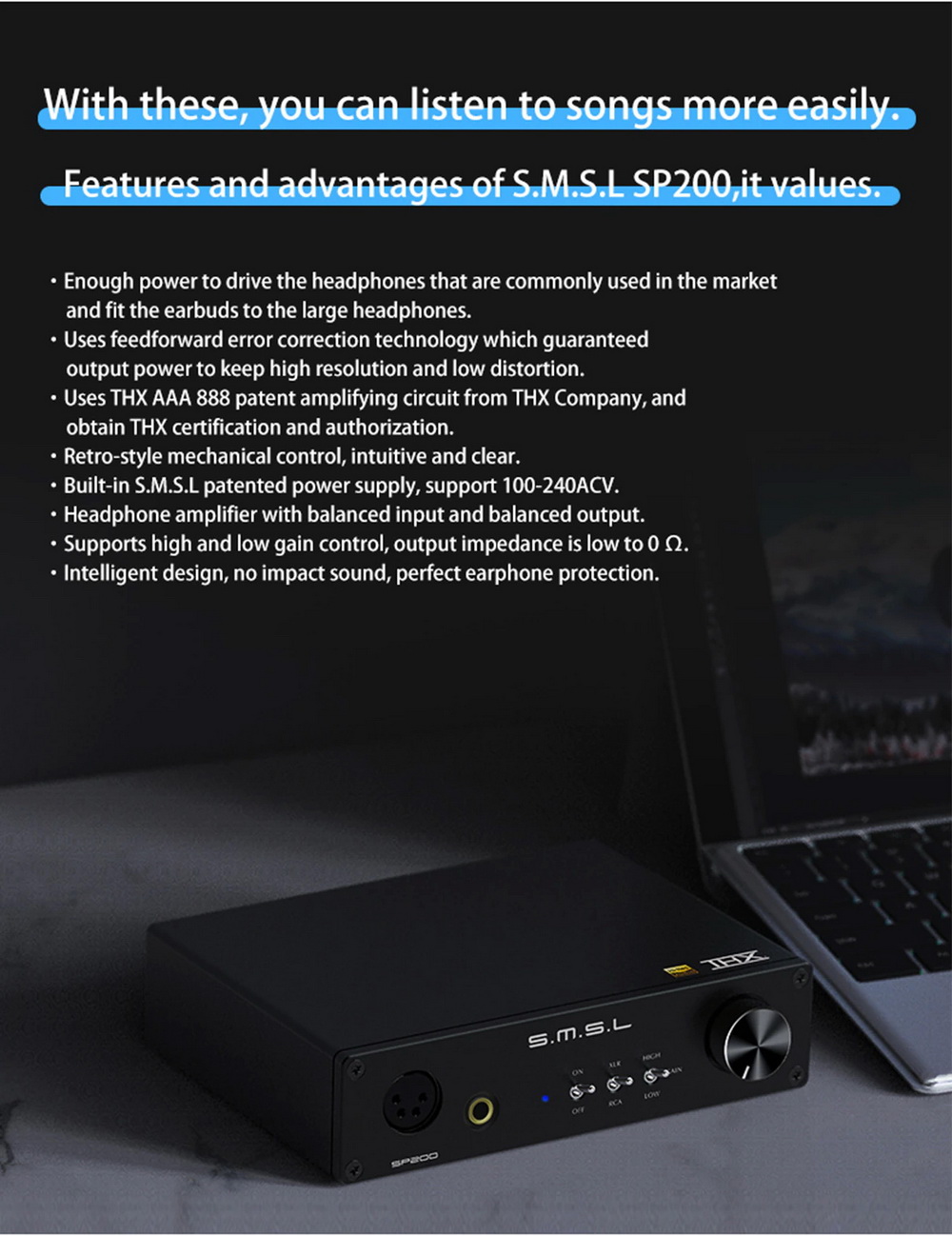 ขาย SMSL SP200 แอมป์ตั้งโต๊ะระดับ Hi-Res รองรับ THX ประกันศูนย์ไทย