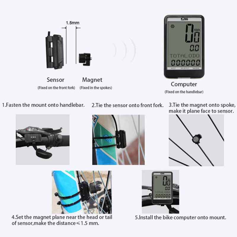ไมล์วัดความเร็วจักรยานแบบมีสาย มีไฟ จอใหญ่ SUNDING SD-577A Wired LCD Bike