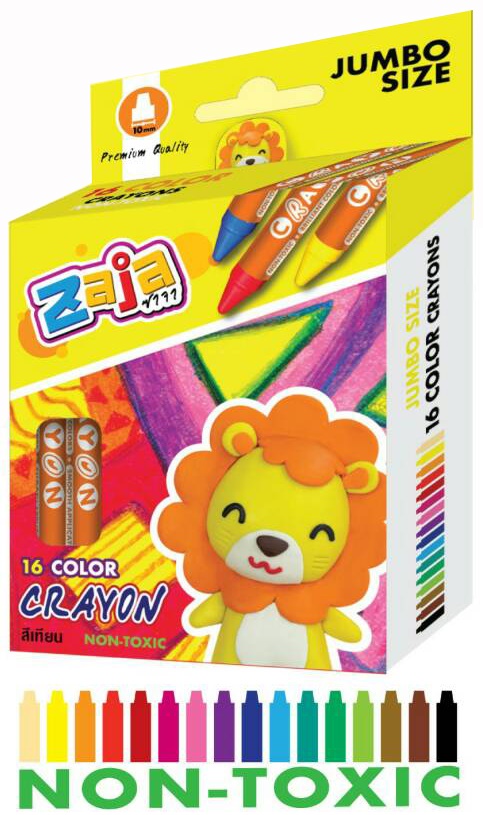 สีเทียนซาจา 16 แท่งใหญ่กล่อง 14.5 ซม. (มี มอก.)
