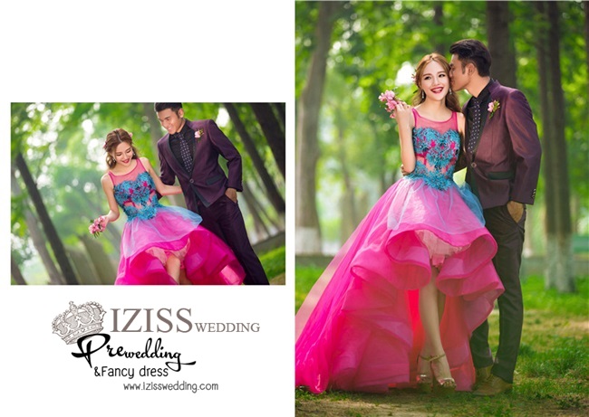 PW166 - Pre order ชุดคู่ถ่ายพรีเวดดิ้ง (prewedding dress) & ชุดแต่งงานแฟนซี (Fancy wedding dress)ชายหญิง "ธีมสีชมพู-ม่วง"