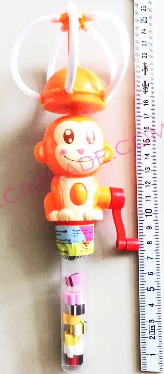 ลิงน้อยมือหมุน+ยางลบ มีเพลงมีไฟ 23.5 ซม.