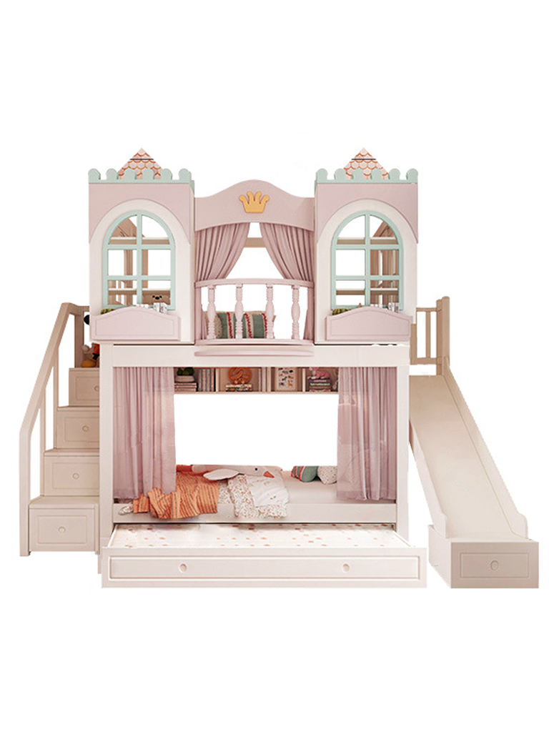 เตียง 2 ชั้นเด็ก รุ่น Fairy House สีชมพู