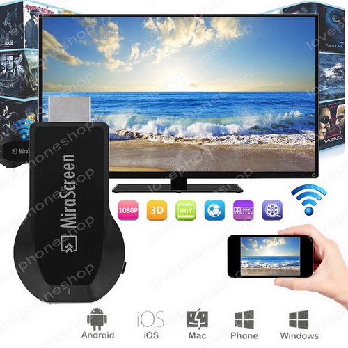ตัวแปลงสัญญาณภาพ มือถือ/แท็บแล็ต ขึ้นจอ ทีวี ผ่าน WIFI HDMI Dongle For TV (ส่งฟรี)