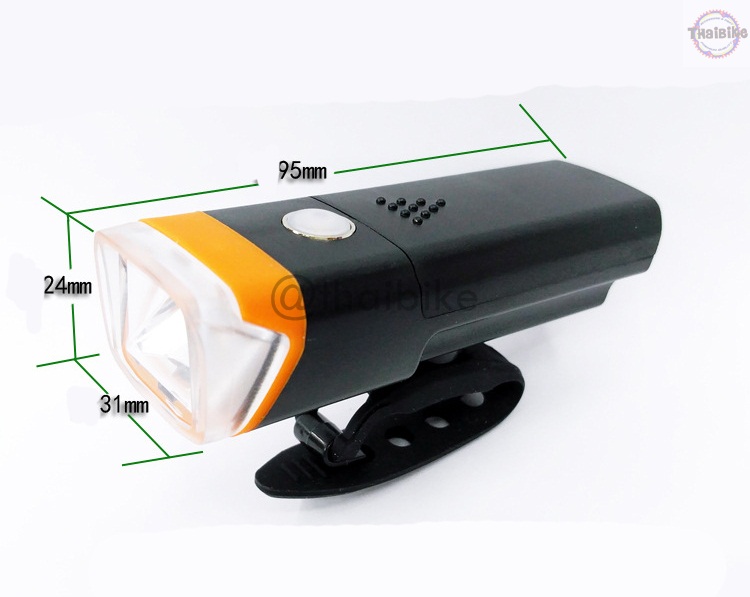 ไฟหน้าจักรยาน HJ-046 สีดำ แบบใช้ถ่าน จักรยาน