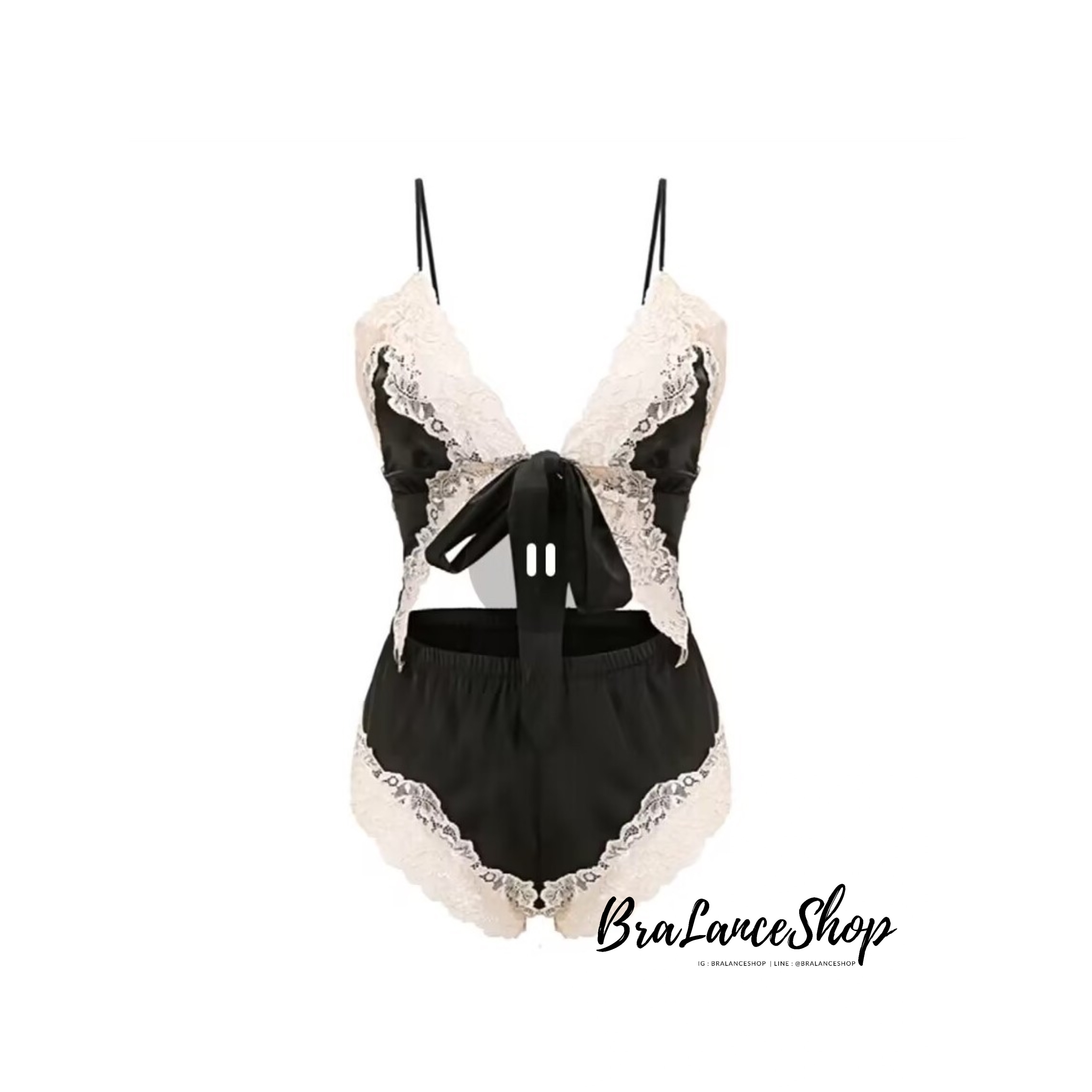 BLS✿8590 ชุดนอนลูกไม้ผูกหน้า สไตล์ลูกคุณฯ