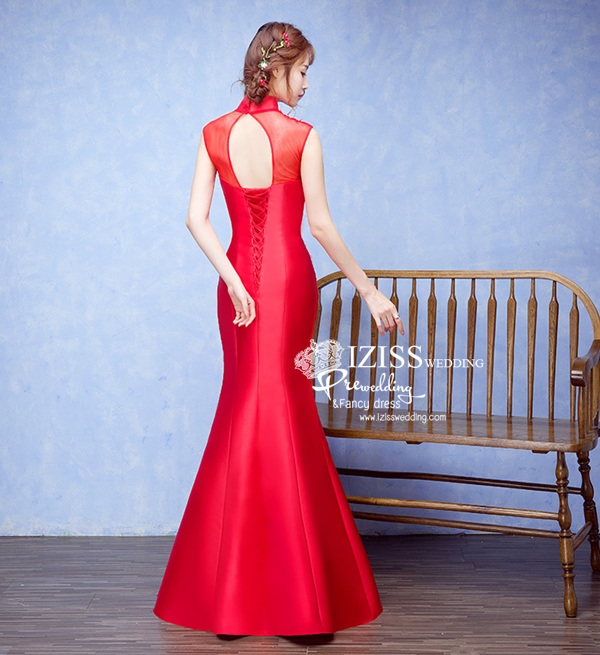 PW443- **พร้อมส่งค่ะ**ชุดกี่เพ้ายาว ชุดยกน้ำชา ชุดถ่ายพรีเวดดิ้ง (prewedding dress) & ชุดแต่งงานแฟนซี (Fancy wedding dress) "ธีมสีแดง"