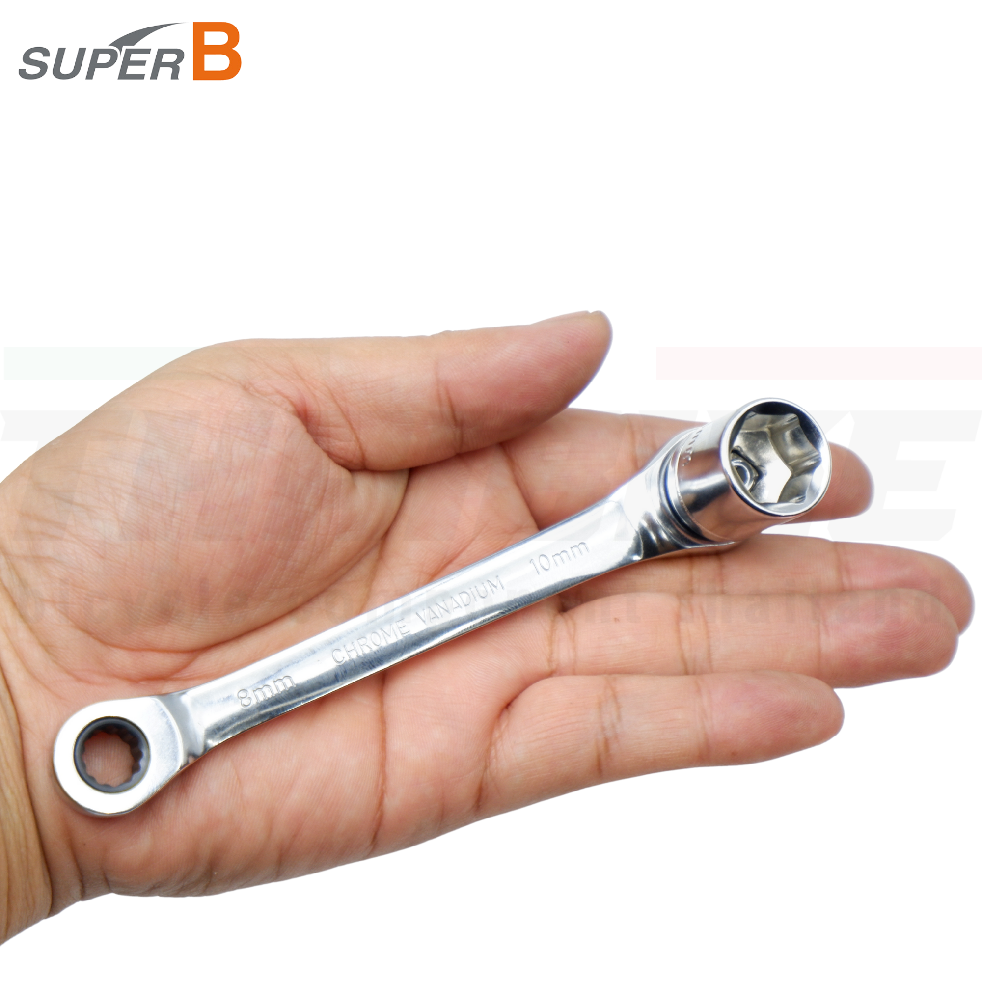 ประแจแหวนฟรีสองทาง SUPER B สำหรับงานจักรยานเบอร์ 8 เบอร์ 10 พร้อมหัว hex 3 / 4 / 5 / 6 mm T25