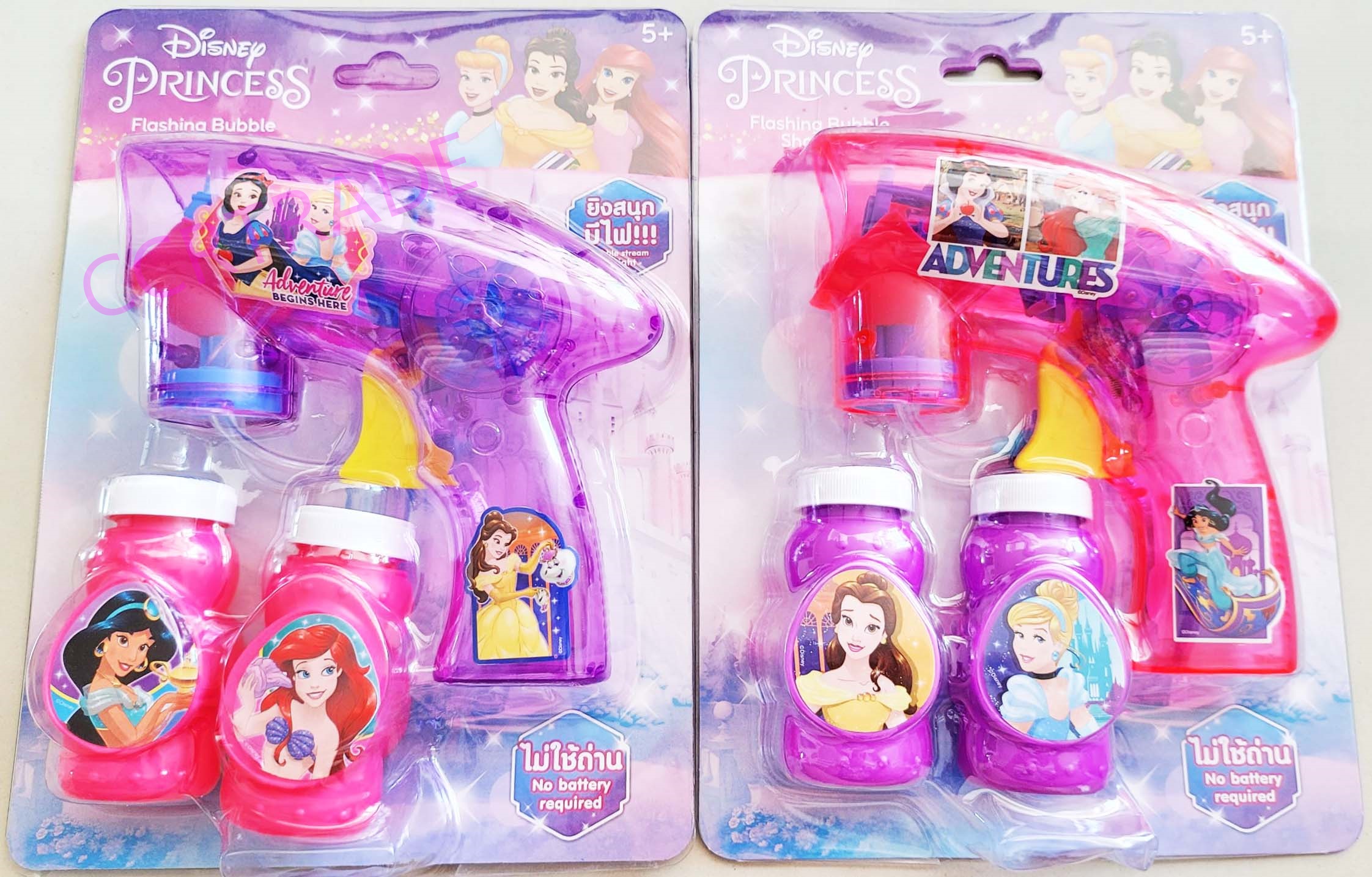 ปืนเป่าฟองเจ้าหญิงดิสนีย์+น้ำยา 2 ขวด มีไฟแผง 19.5x26 ซม.(ลิขสิทธิ์แท้)(1x3)