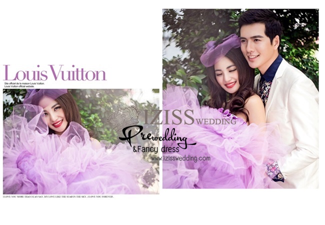 PW160 - **พรีออเดอร์** ชุดคู่ถ่ายพรีเวดดิ้ง (prewedding dress) & ชุดแต่งงานแฟนซี (Fancy wedding dress)ชายหญิง "ธีมสีม่วง-ขาว"