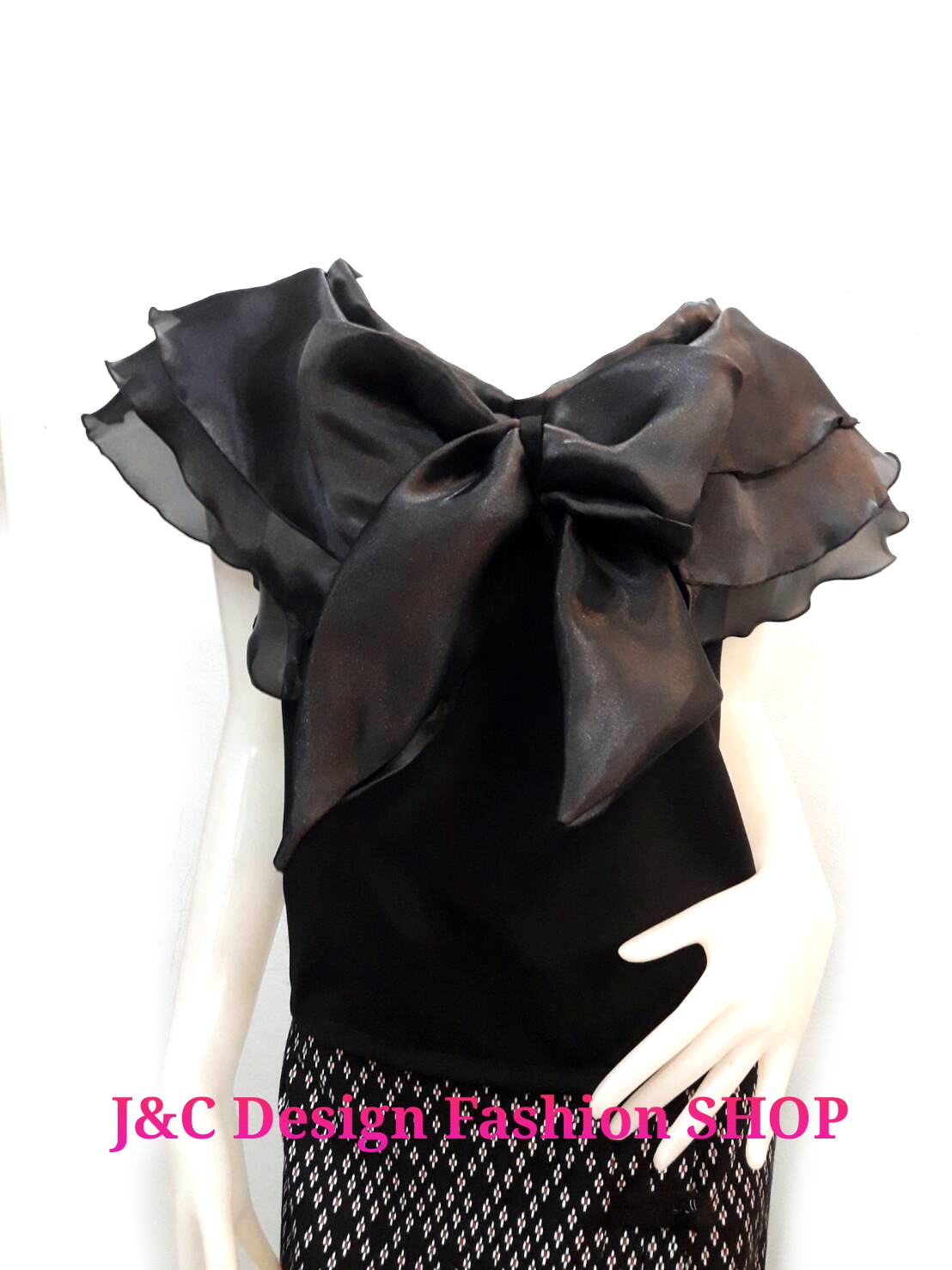 เสื้อทำงานชีฟองสีดำแต่งผ้าไหมแก้ว เสื้อผ้าฝ้ายแต่งแต่งผ้าไหมแก้วผูกโบว์หน้า เสื้อทำงานเกาหลีคอแต่งโบว์ เสื้อสมัครงาน ชุดสมัครงาน เสื้อใส่กับผ้าถุง เสื้อใส่กับผ้าซิ่น