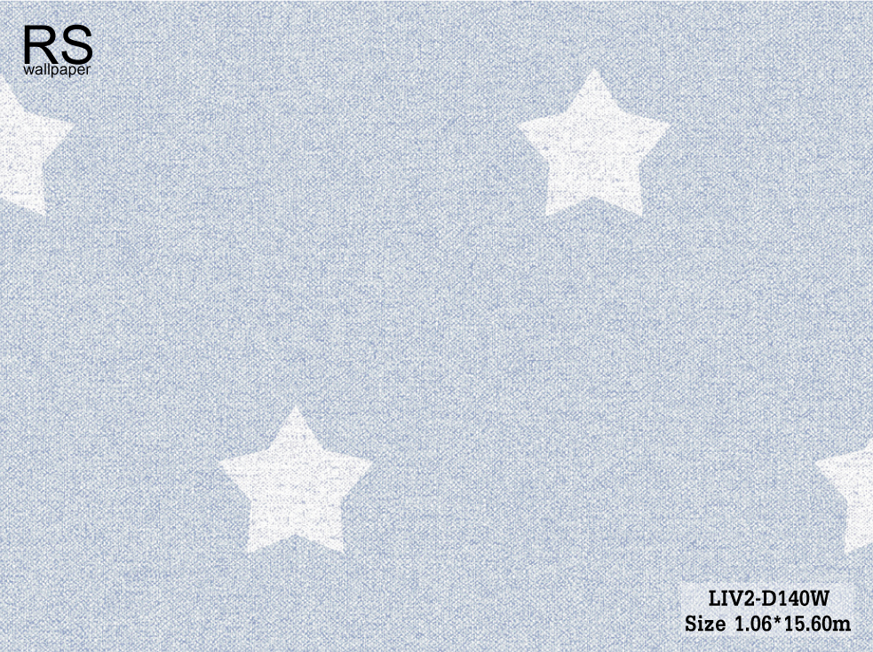 วอลเปเปอร์ ลายดาวสีขาว พื้นสีฟ้ามีกลิตเตอร์ LIV2-D140W