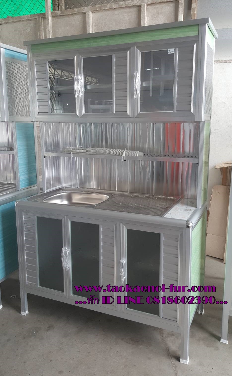 TSL-L ตู้ซิงค์-สูง (เสาเหลี่ยม+ขอบมน) โครงมีเนียม