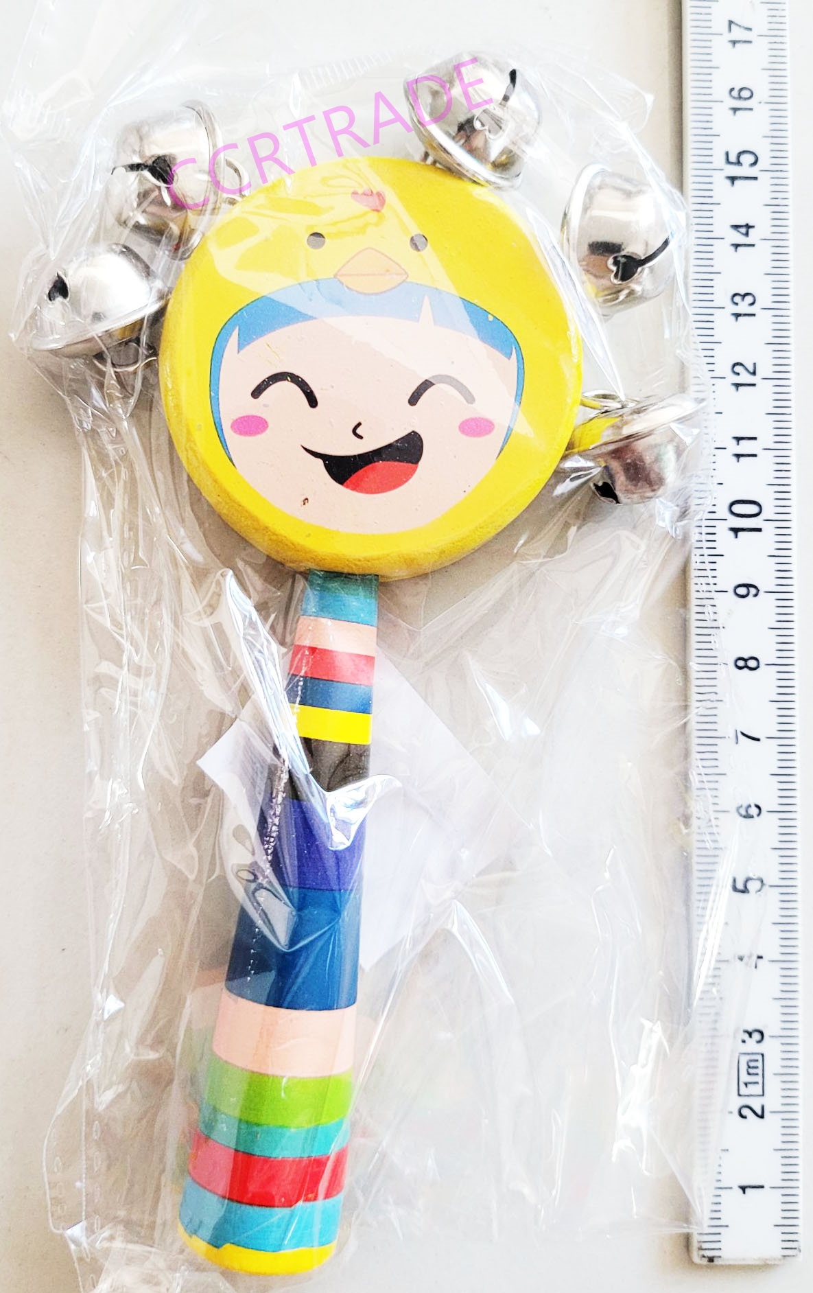 เขย่าการ์ตูนไม้สี มีเสียง 8.5x16 ซม.