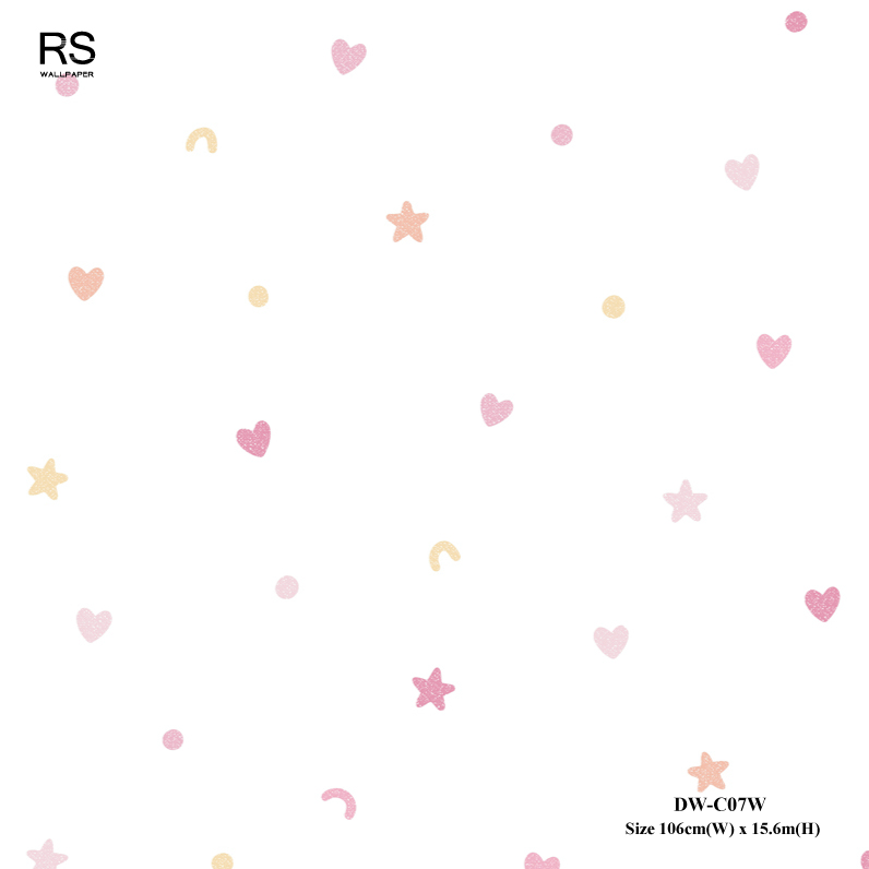 วอลเปเปอร์การ์ตูนห้องเด็ก ลายดาวหัวใจเล็ก Candy PoP No.DW-C07W