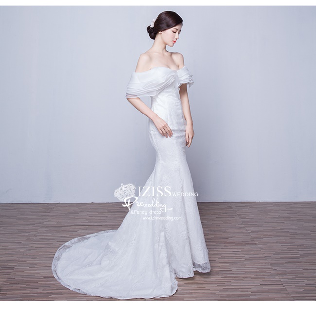 BR153 **พรีออเดอร์**ชุดแต่งงาน&ชุดเจ้าสาวแบบยาวสีขาวเกรดพรีเมี่ยม เปิดไหล่ มีแขน หรูหราน่ารัก สวยโดดเด่นไม่ซ้ำใคร