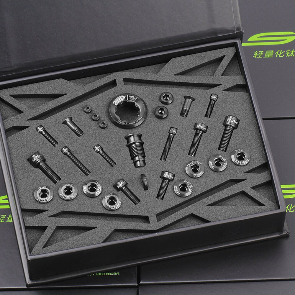 ชุดเซ็ตน็อตไทเทเนี่ยมแท้ RISK สำหรับชุดขับจักรยาน SHIMANO XT M7000 M8000 Titanium Bolts Screws