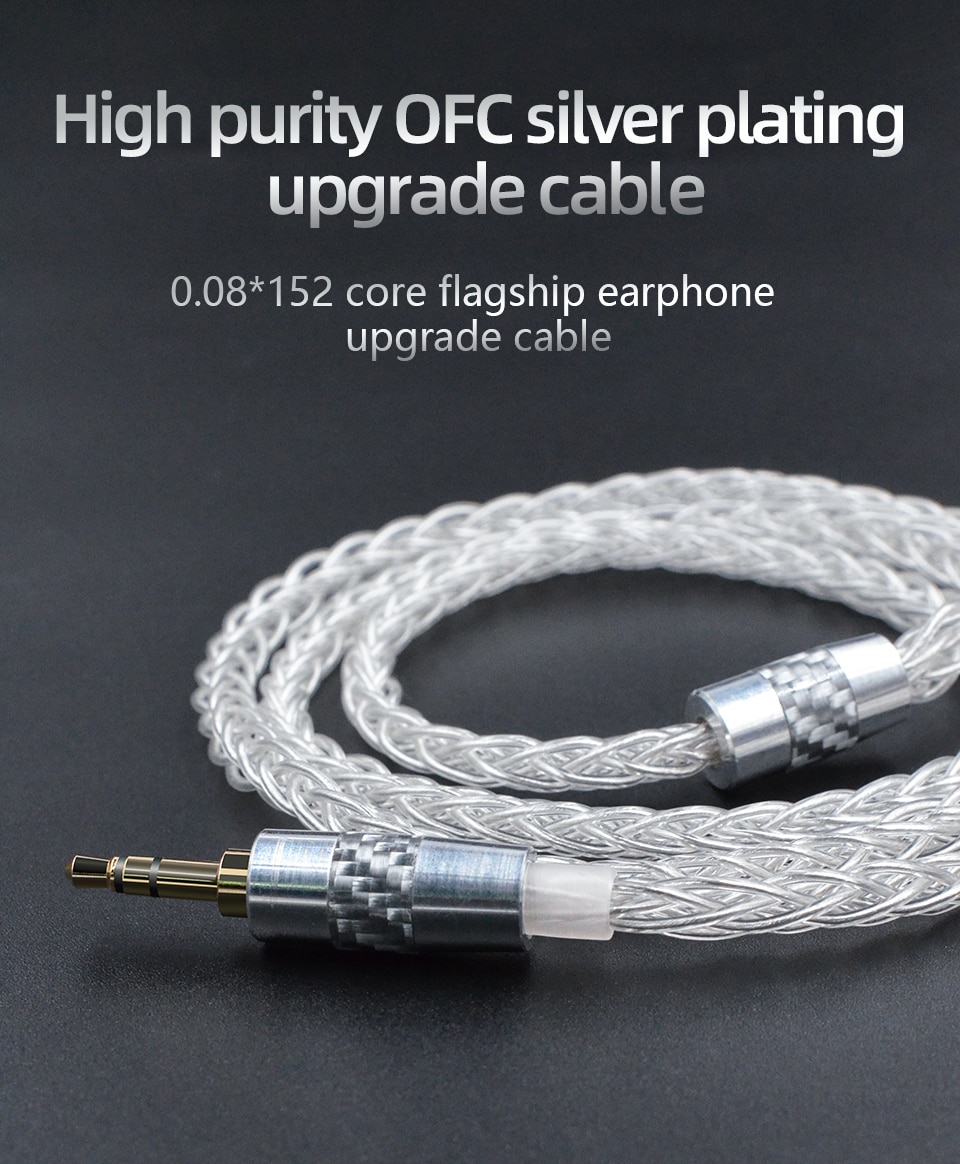 ขาย KZ NEO Silver สายอัพเกรดหูฟัง ทองแดง OFC ชุบเงิน สำหรับหูฟัง KZ ขั้วพินC