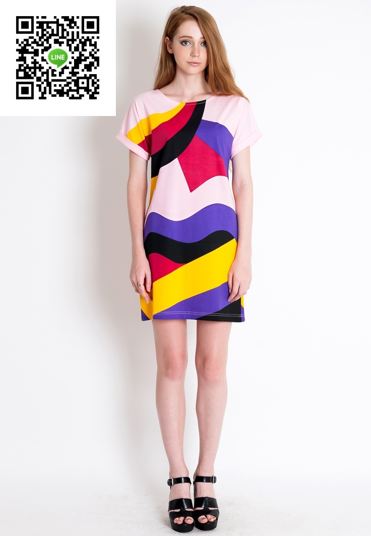 เดรสเกาหลีนำเข้า เดรสลำลองสไตน์หรู ชุดแซกเกาหลีน่ารักสไตน์วัยรุ่น เดรสทำงานลายริ้วแอ๊บสแตรคสีชมพูอ่อน